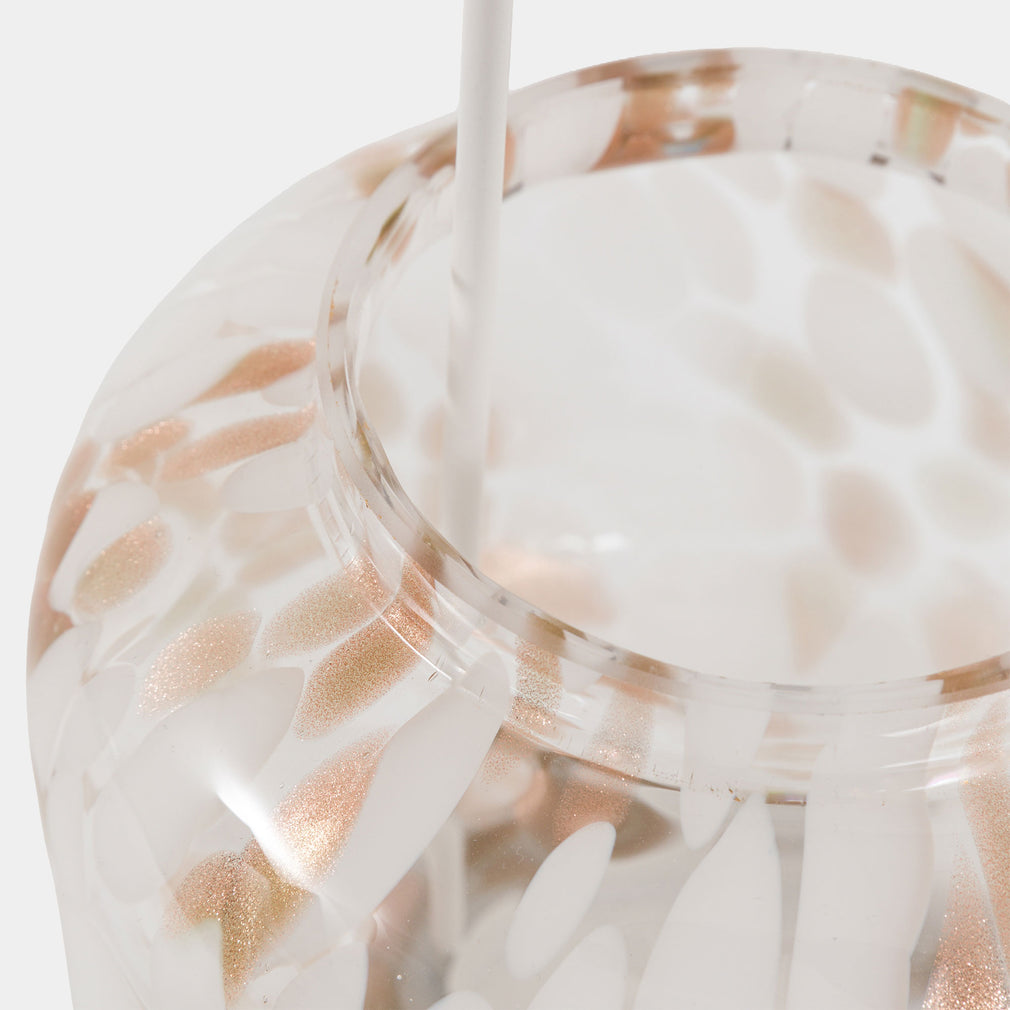 Aurelia - Candle Lantern, White & Gold Confetti, Small