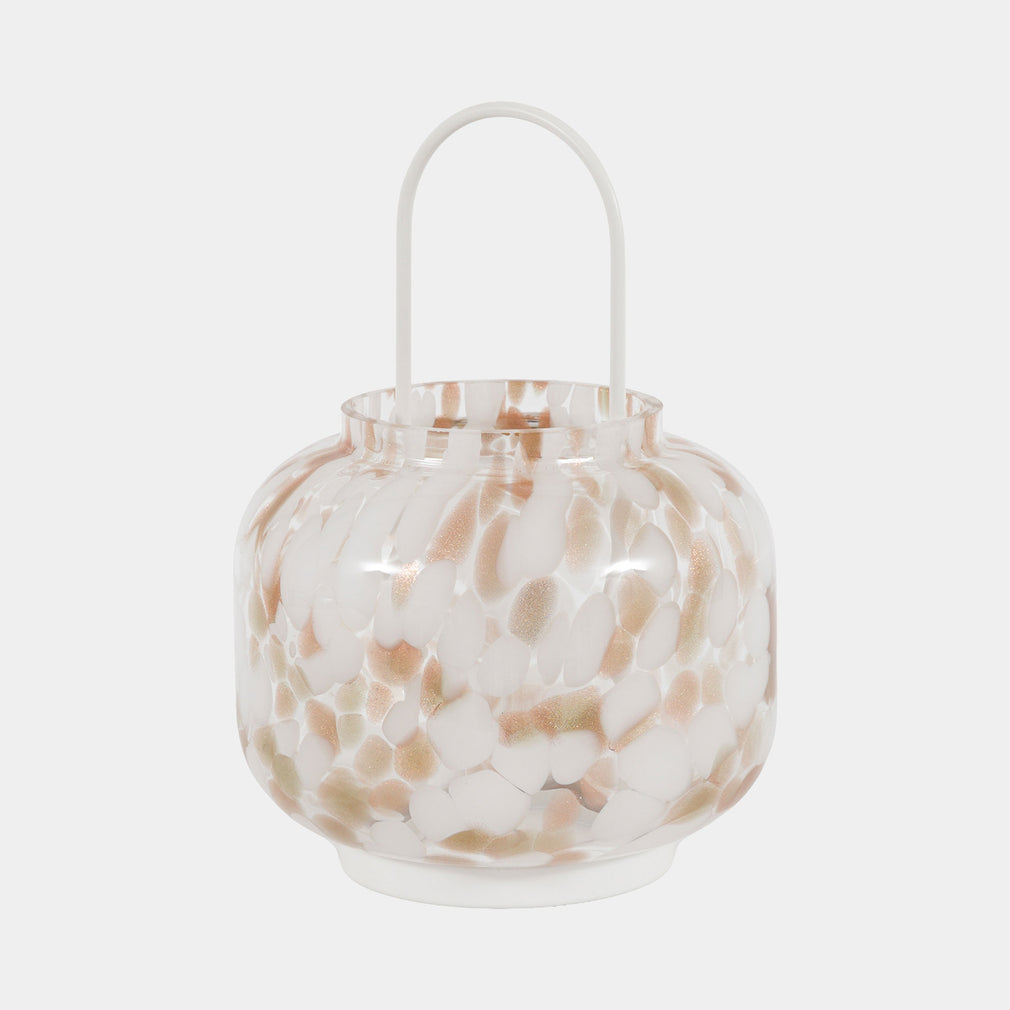 Aurelia - Candle Lantern, White & Gold Confetti, Small