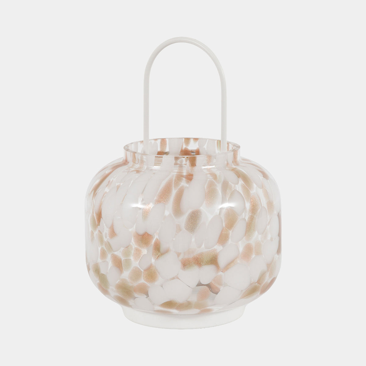 Aurelia - Candle Lantern, White & Gold Confetti, Small