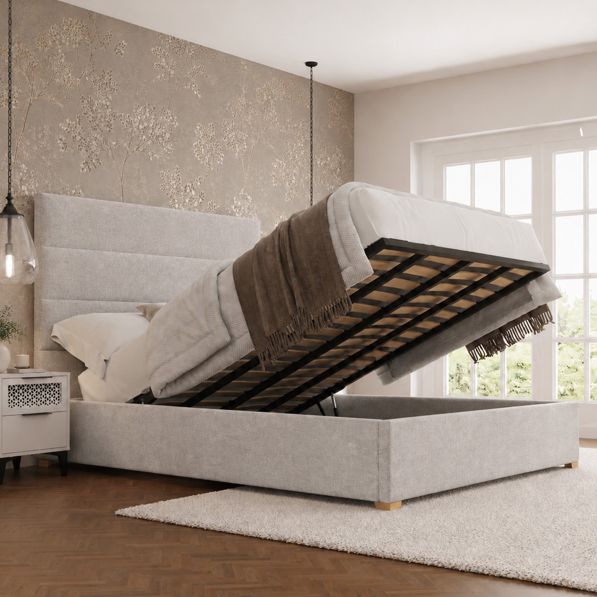 Tailored Collection - Ottoman Bed Frame with 50 inch Headboard Sophia