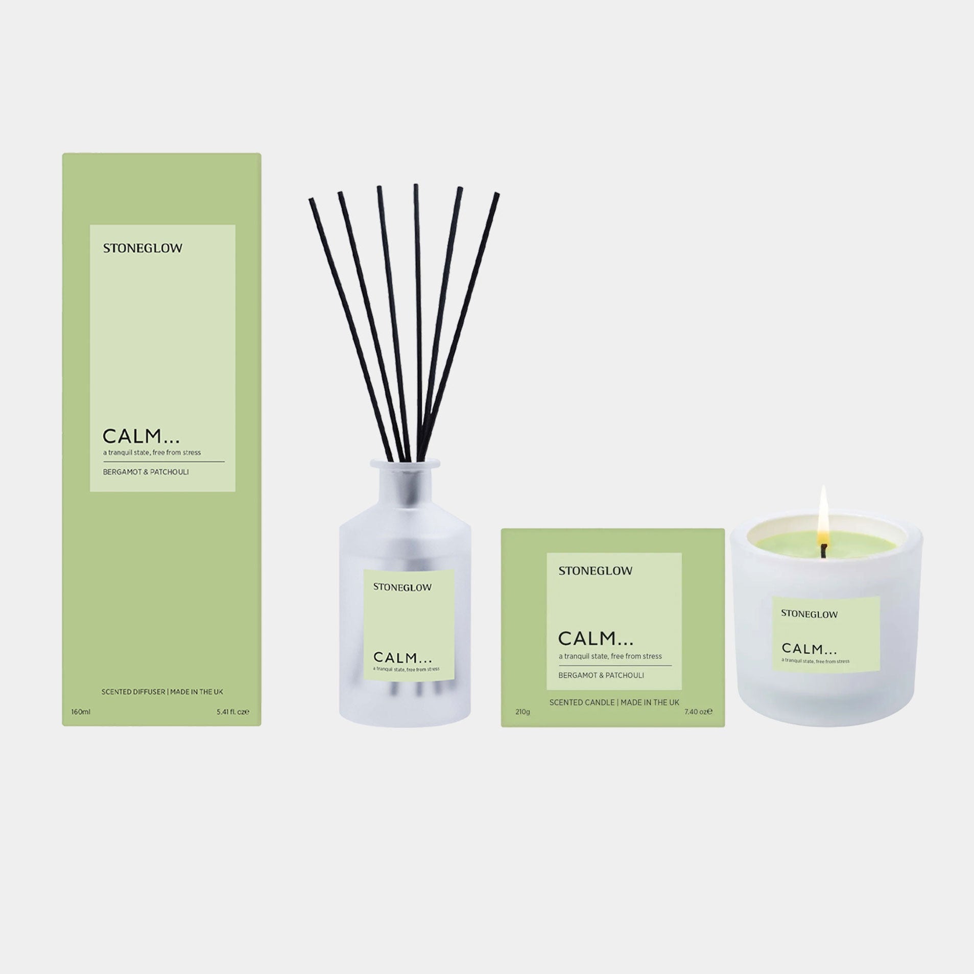 Stoneglow Calm - Bergamot & Patchouli Reed Diffuser & Candle Set