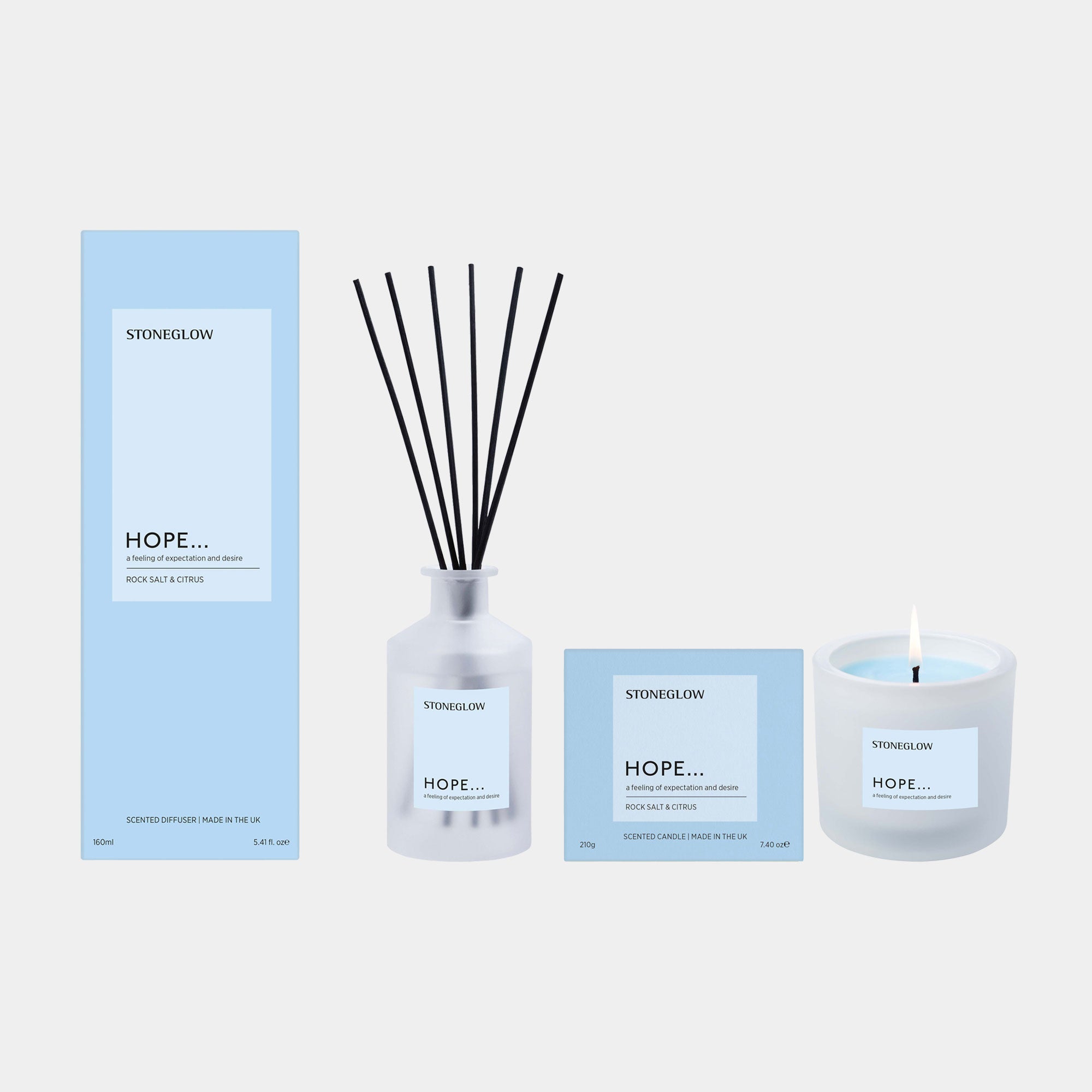 Stoneglow Affirmations - Hope Reed Diffuser & Scented Candle, Set Of 2