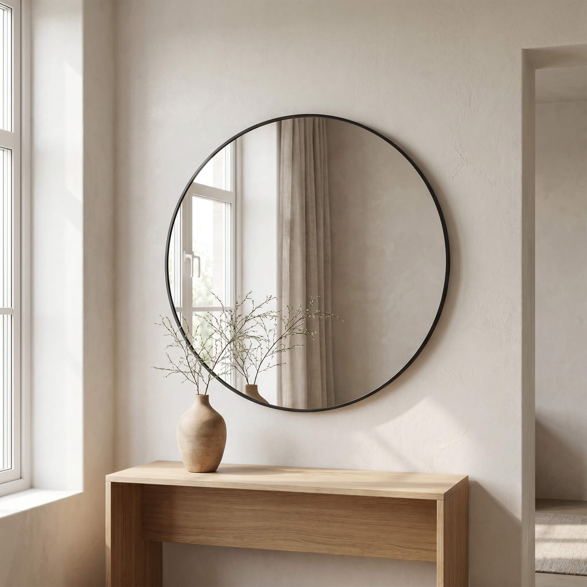 Marum Black - Round Wall Mirror