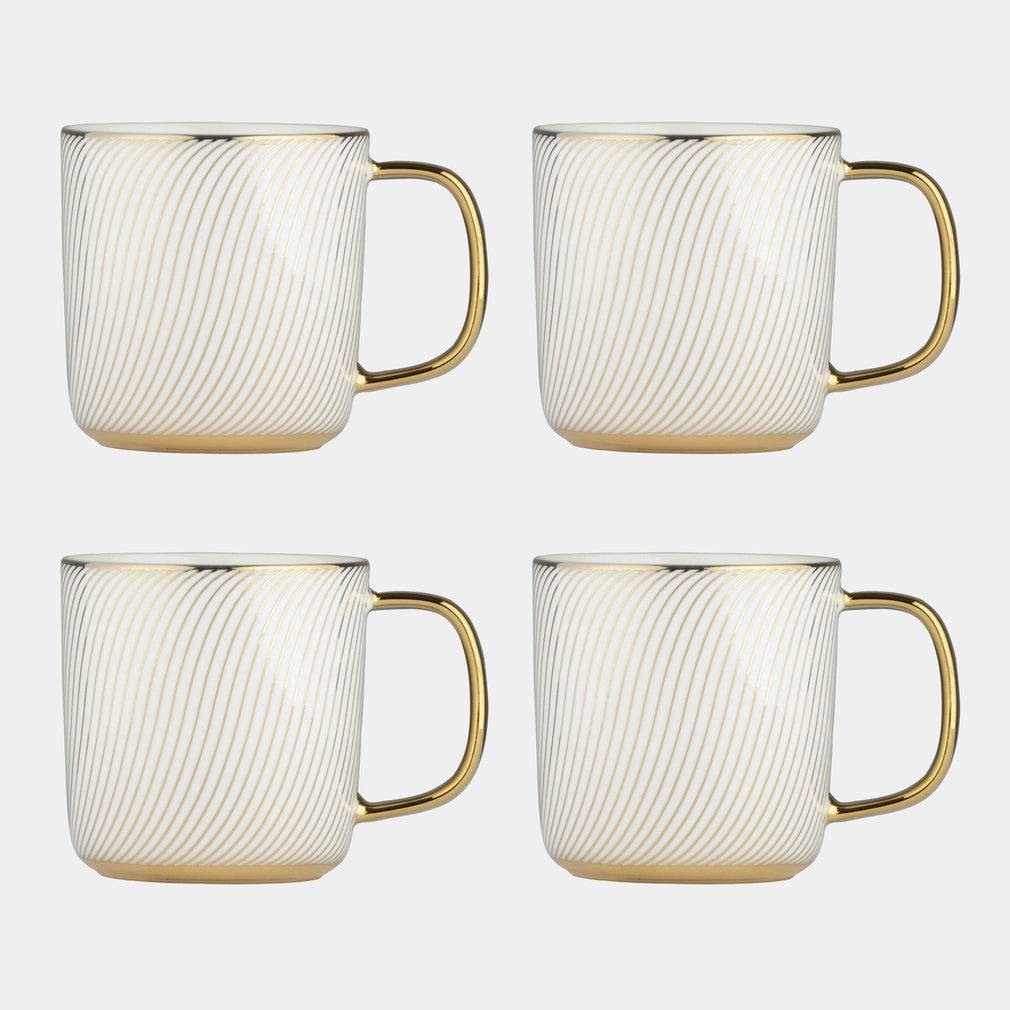 Swirl Gold - Mugs, Set of 4
