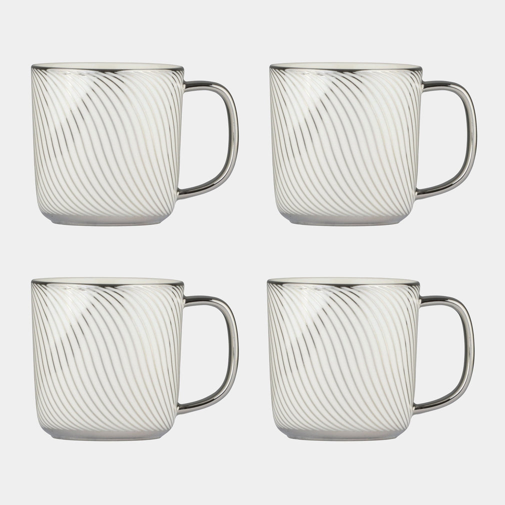 Swirl Platinum - Mugs, Set of 4