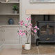 Artificial Potted Flower - Pink Magnolia Tree in Cream Pot