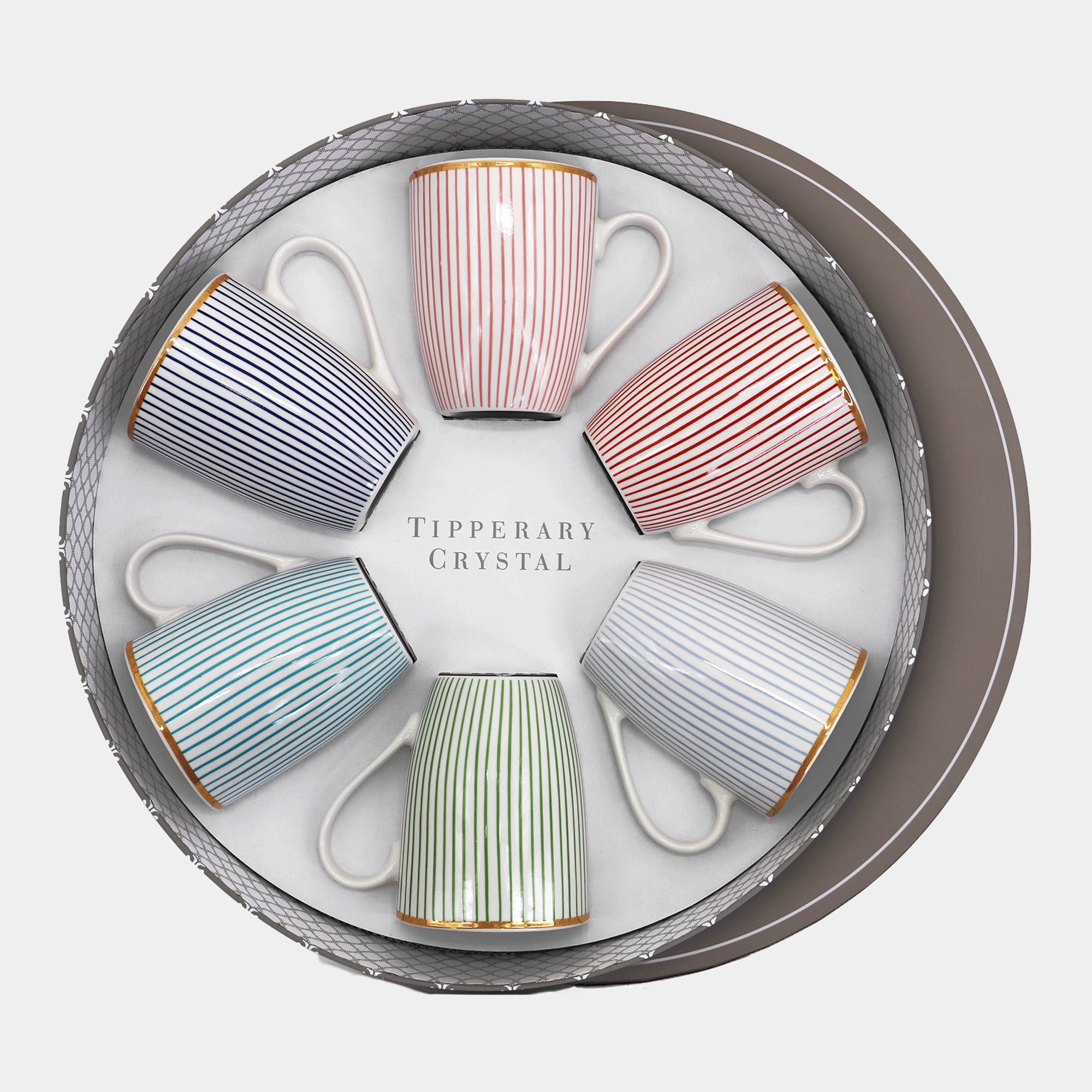 Tipperary Crystal Rainbow - Striped Mugs, Set of 6