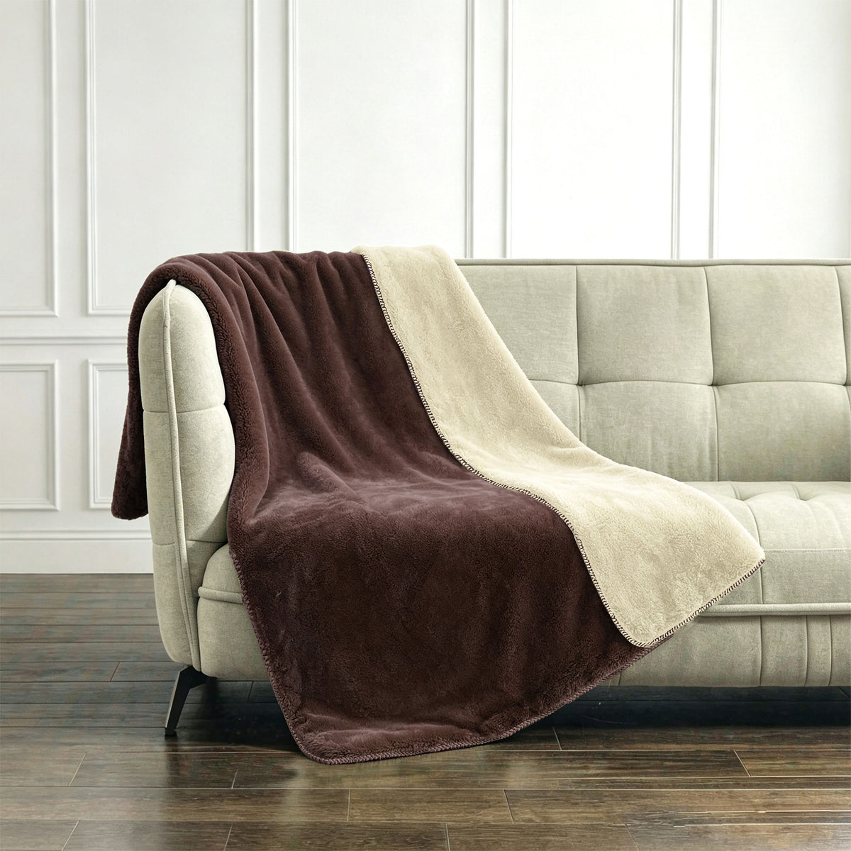 Pembroke Faux Fur - Chocolate Brown Reversible Throw 150x200cm