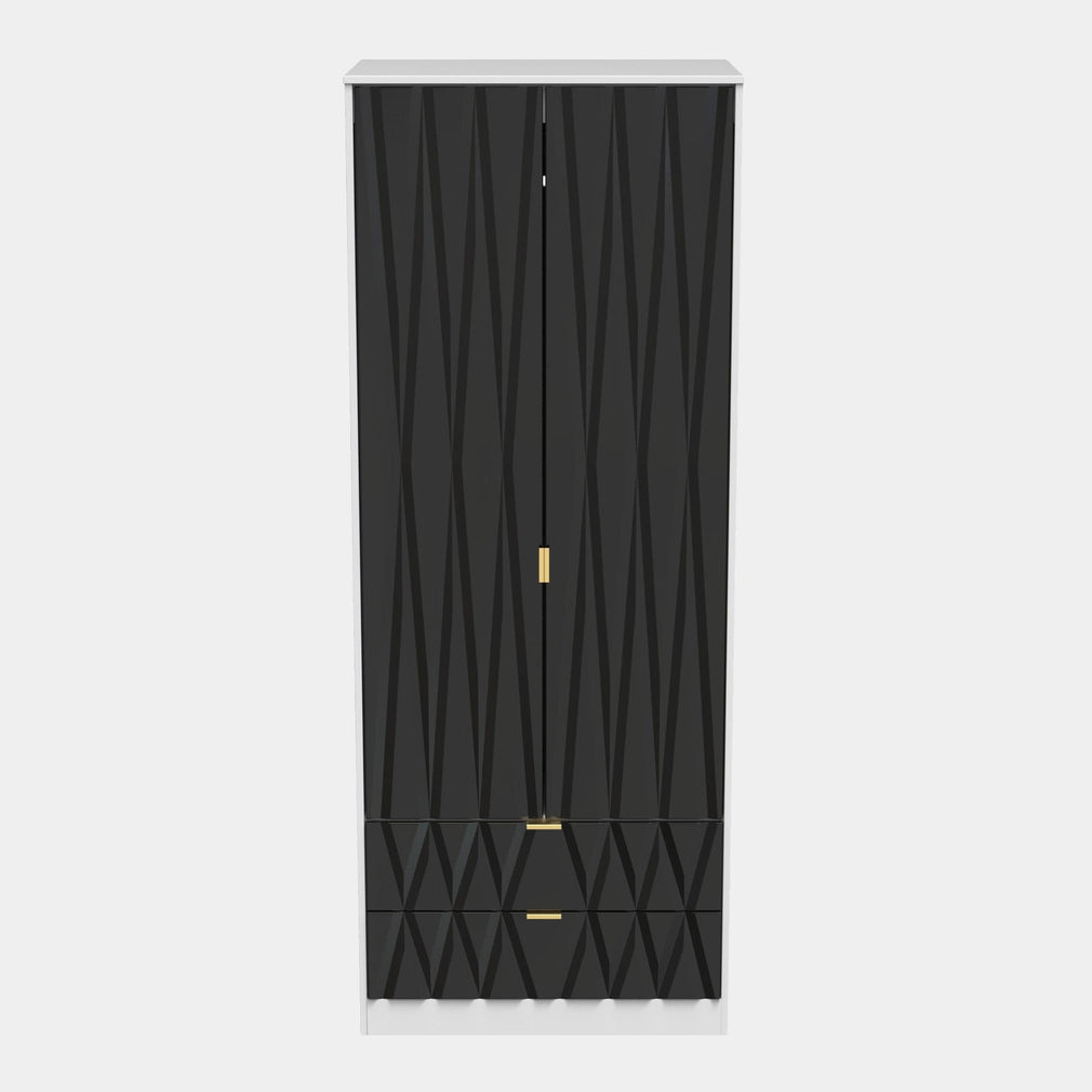 Jewel - Wardrobe With Drawers White Carcase & Black Fronts