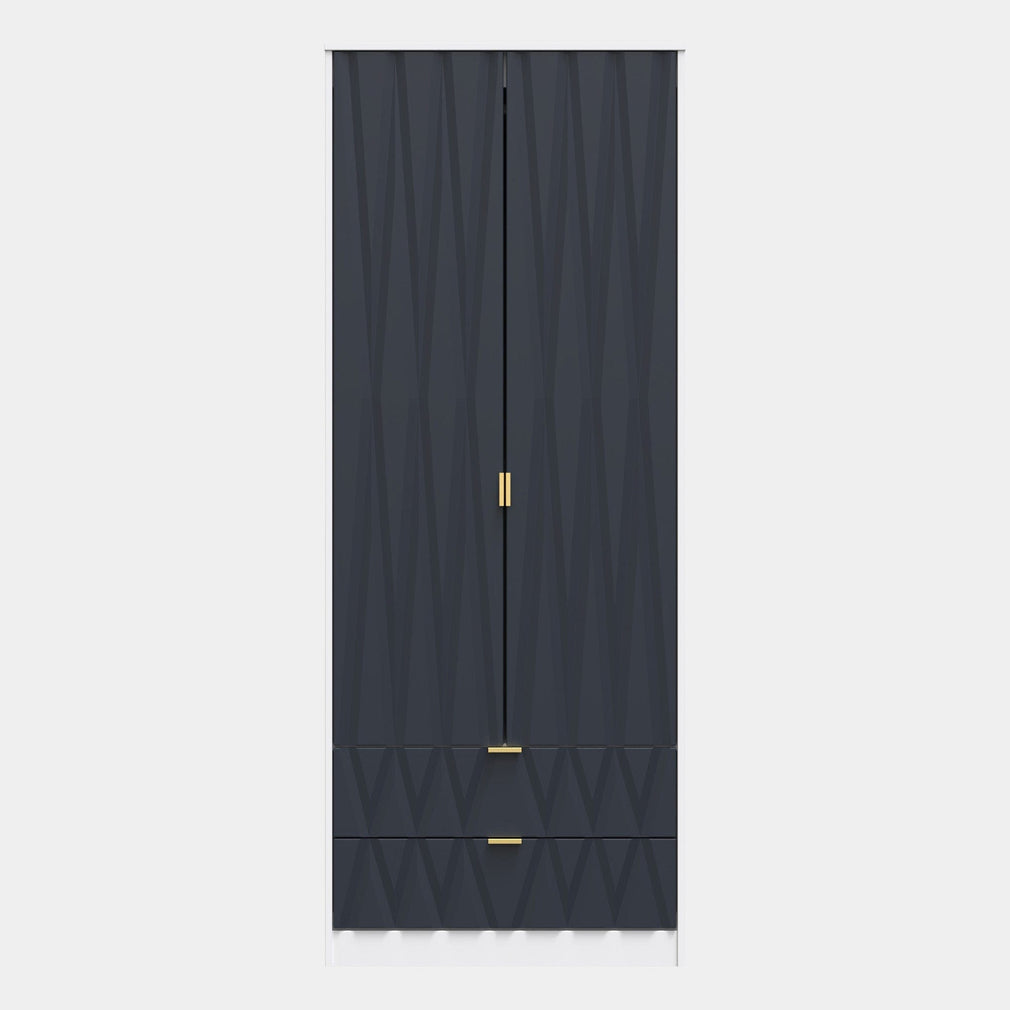 Jewel - Wardrobe With Drawers White Carcase & Indigo Fronts