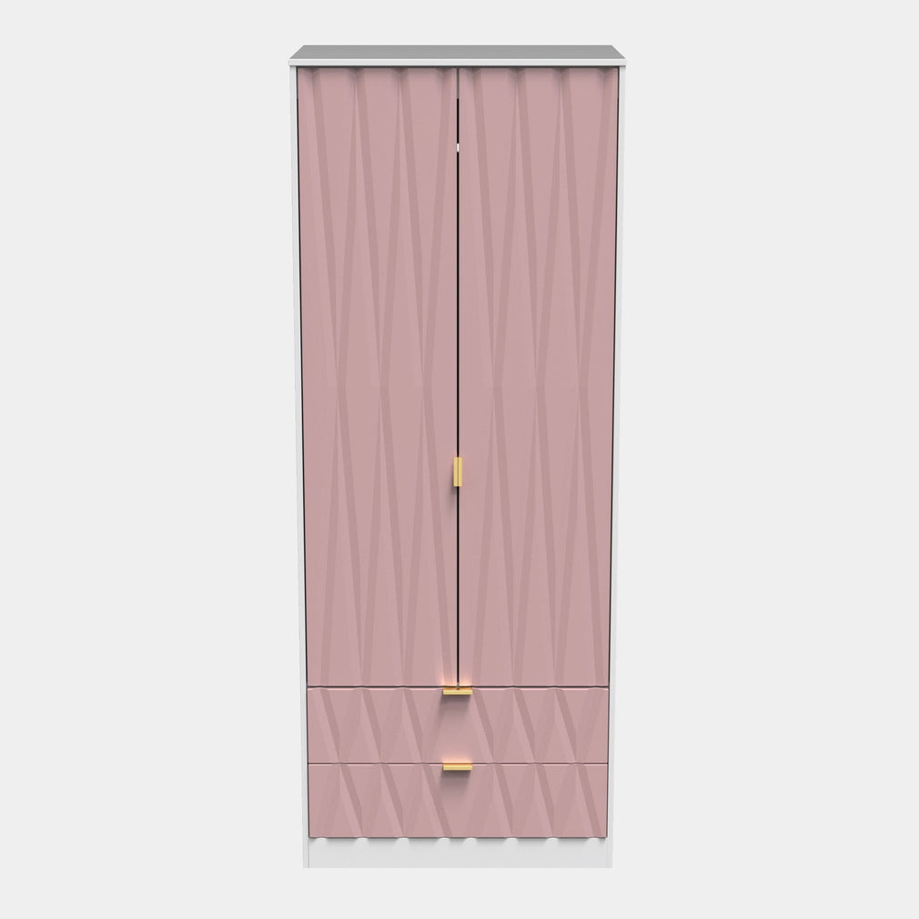 Jewel - Wardrobe With Drawers White Carcase & Kobe Pink Fronts