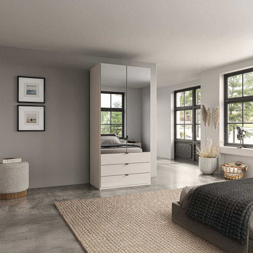 Florida - 2 Door Combi Mirrored Wardrobe