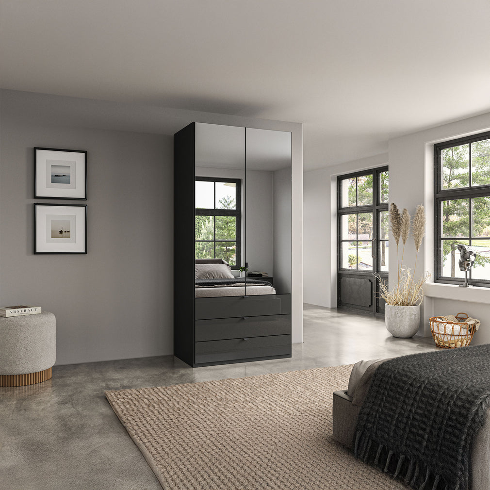 Florida - 2 Door Combi Mirrored Wardrobe