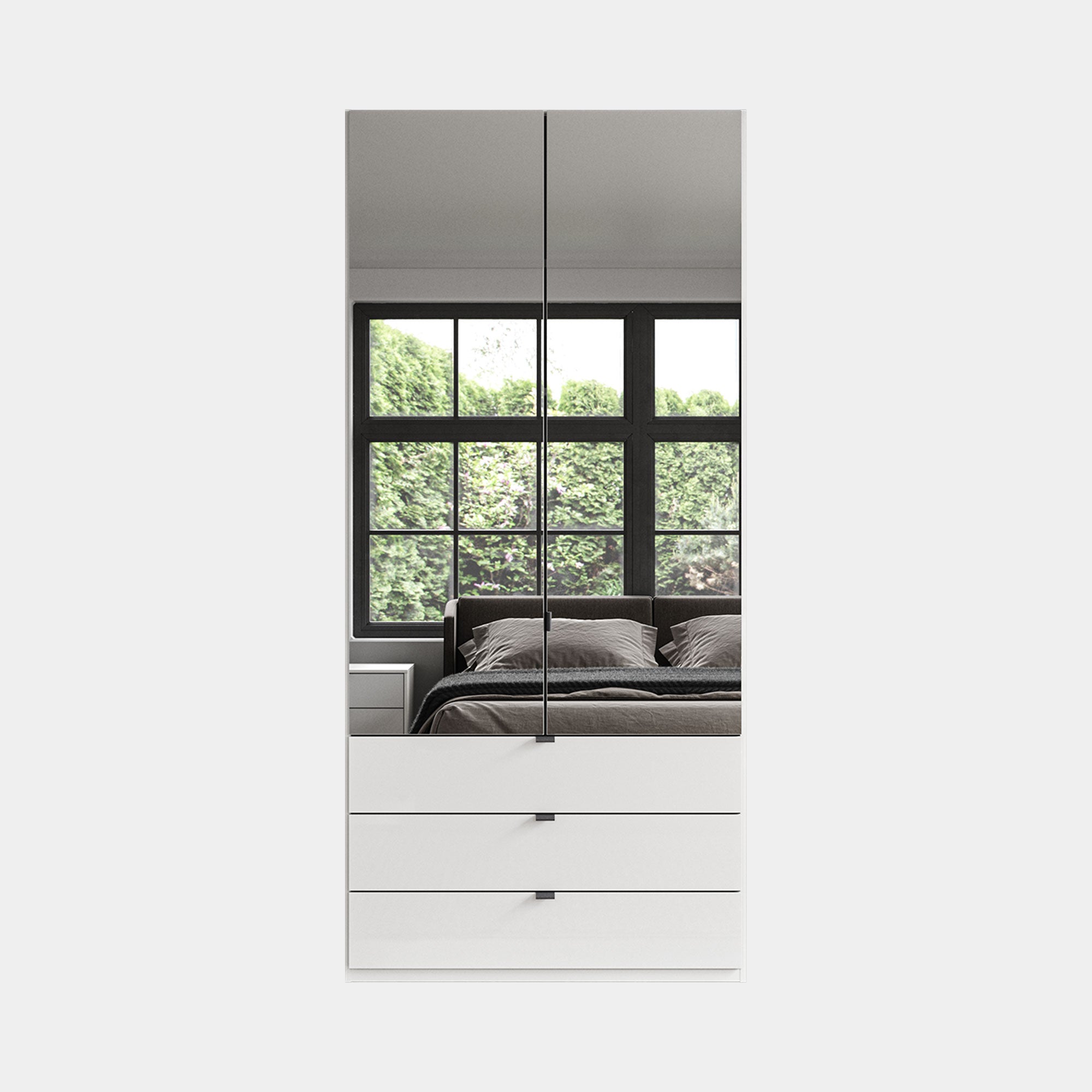 Florida - 2 Door Combi Mirrored Wardrobe
