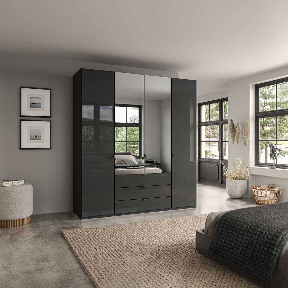Florida - 4 Door Combi Mirrored Wardrobe