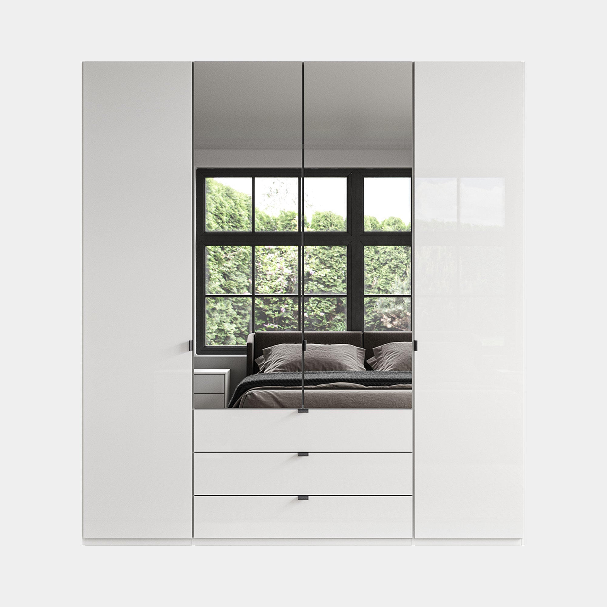 Florida - 4 Door Combi Mirrored Wardrobe
