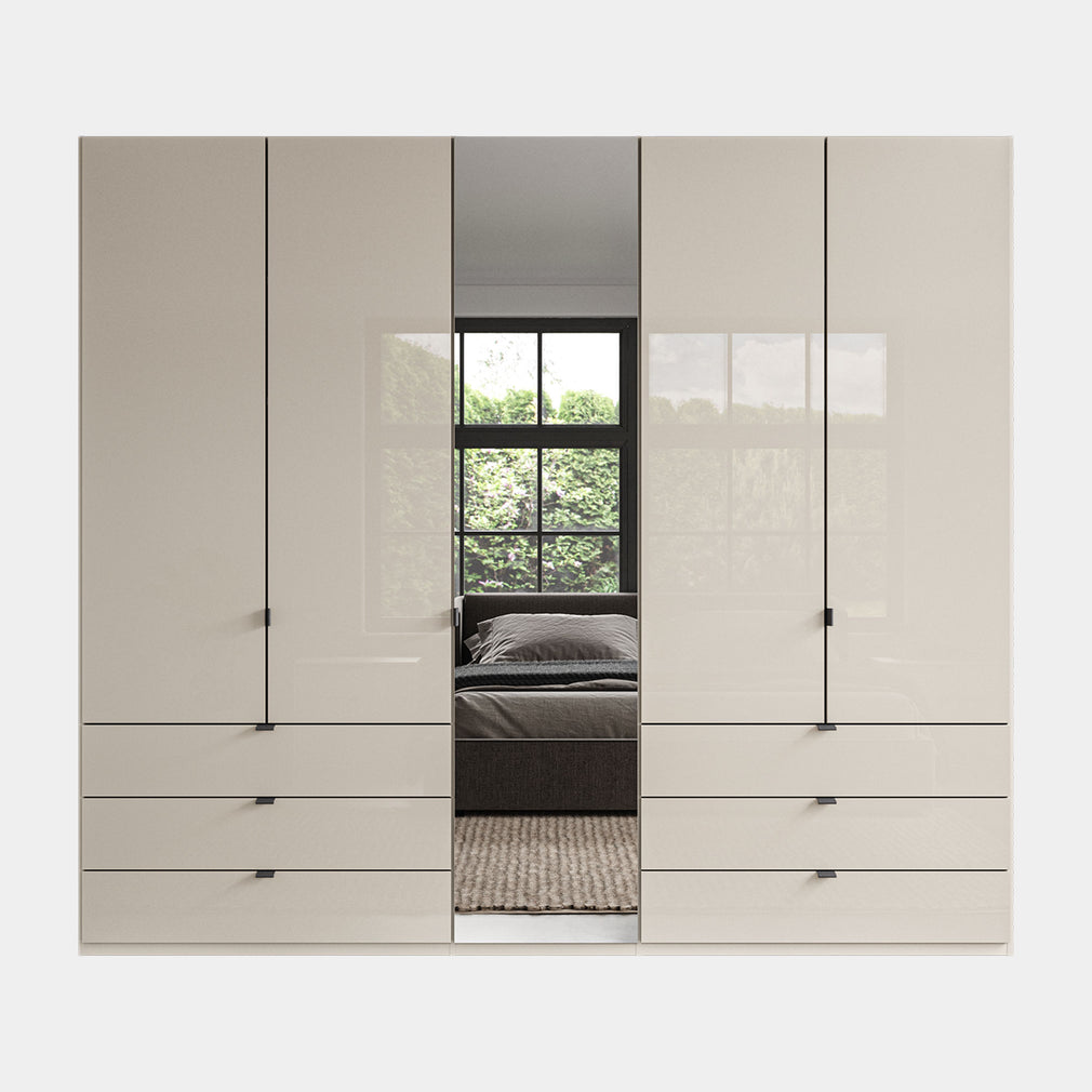 Florida - 5 Door Combi Mirrored Wardrobe