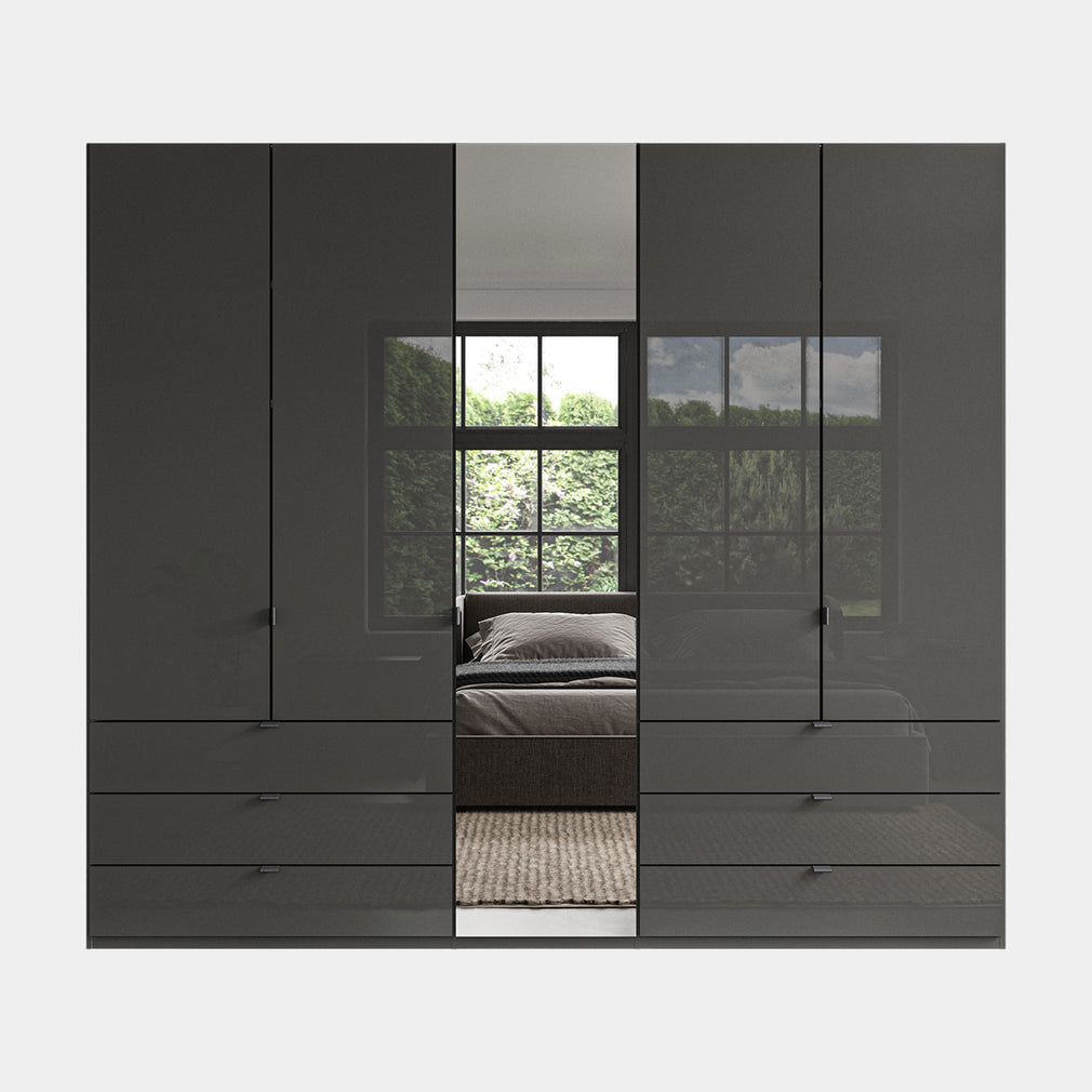 Florida - 5 Door Combi Mirrored Wardrobe