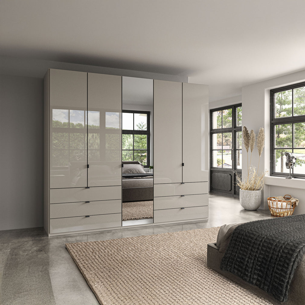 Florida - 5 Door Combi Mirrored Wardrobe