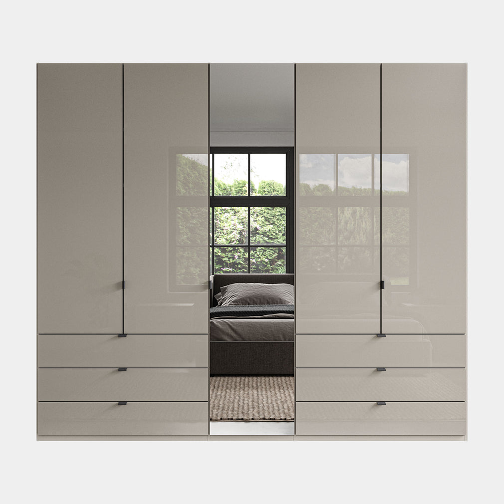 Florida - 5 Door Combi Mirrored Wardrobe