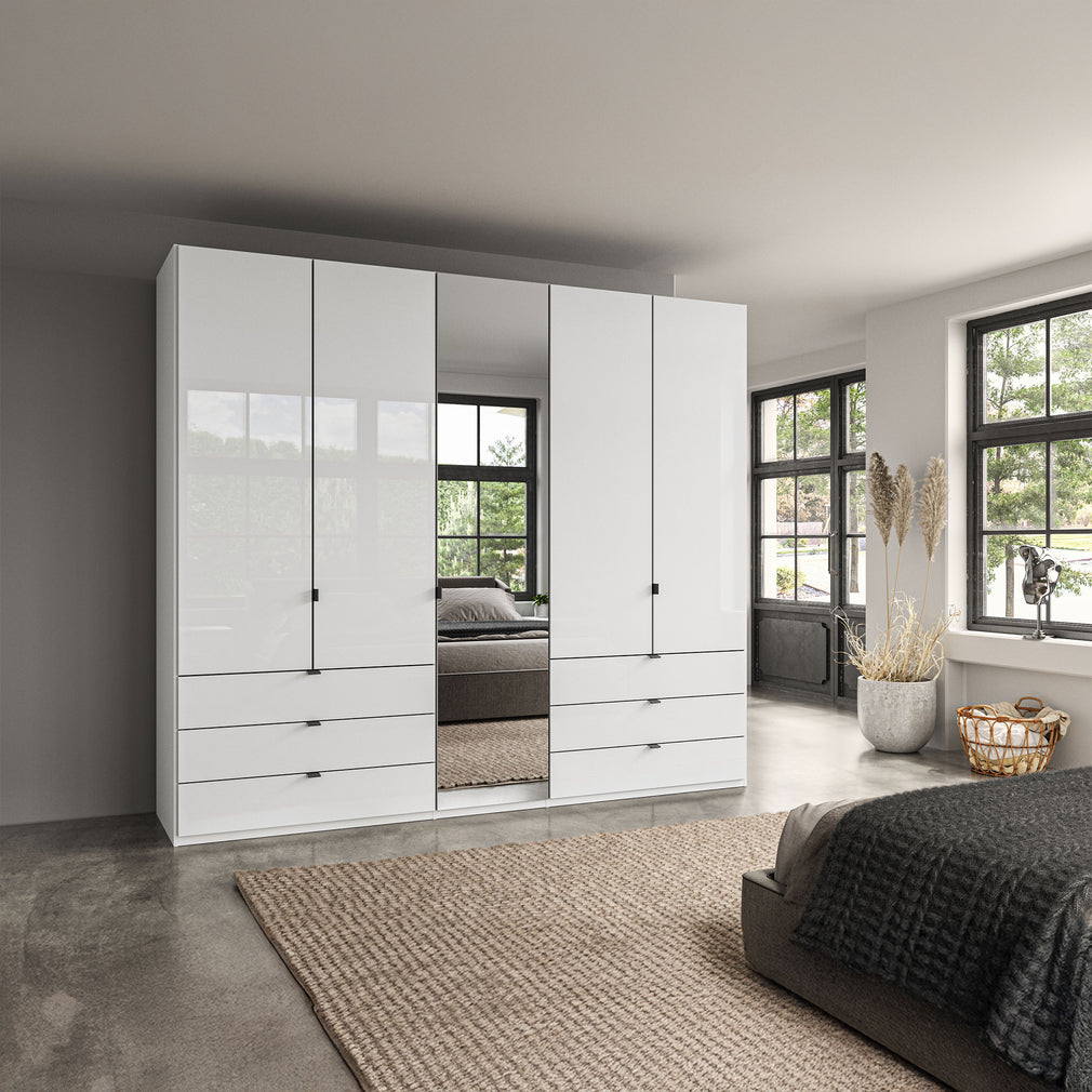 Florida - 5 Door Combi Mirrored Wardrobe