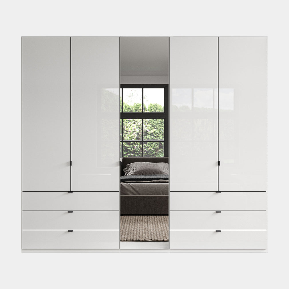 Florida - 5 Door Combi Mirrored Wardrobe