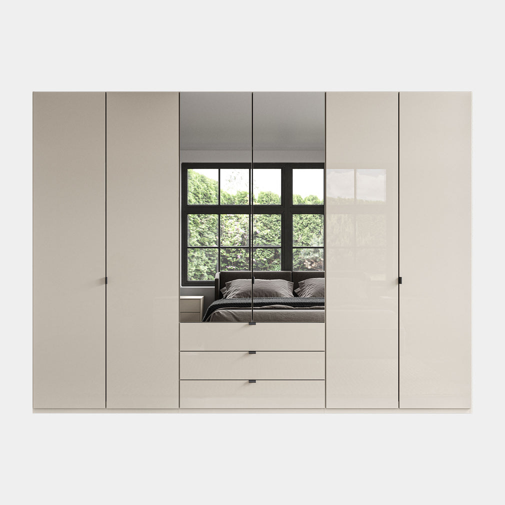 Florida - 6 Door Combi Mirrored Wardrobe