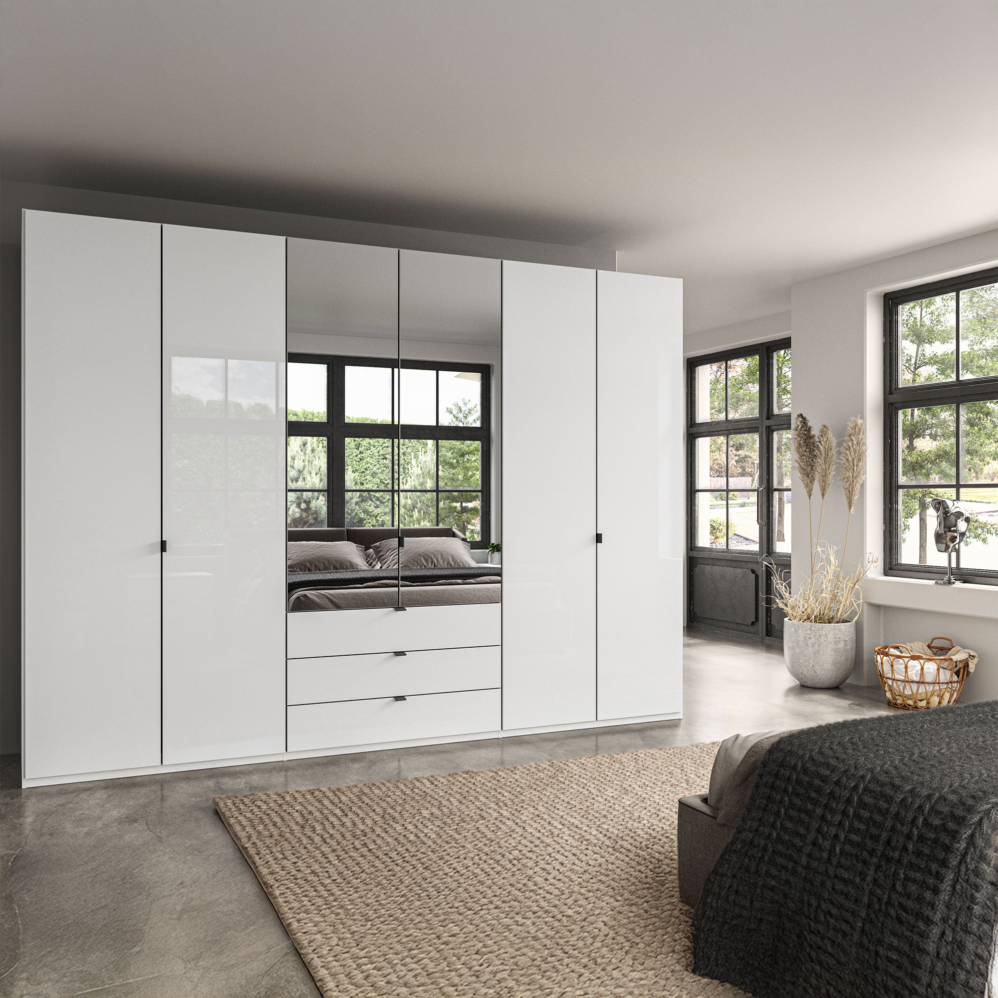 Florida - 6 Door Combi Mirrored Wardrobe