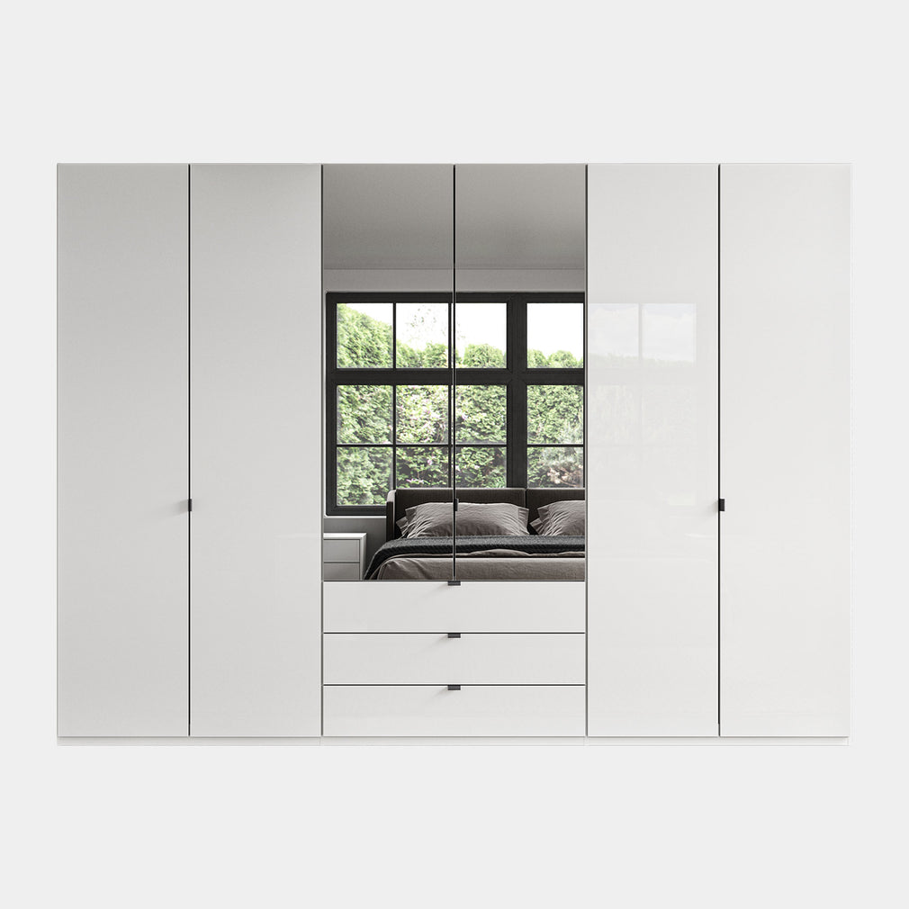 Florida - 6 Door Combi Mirrored Wardrobe