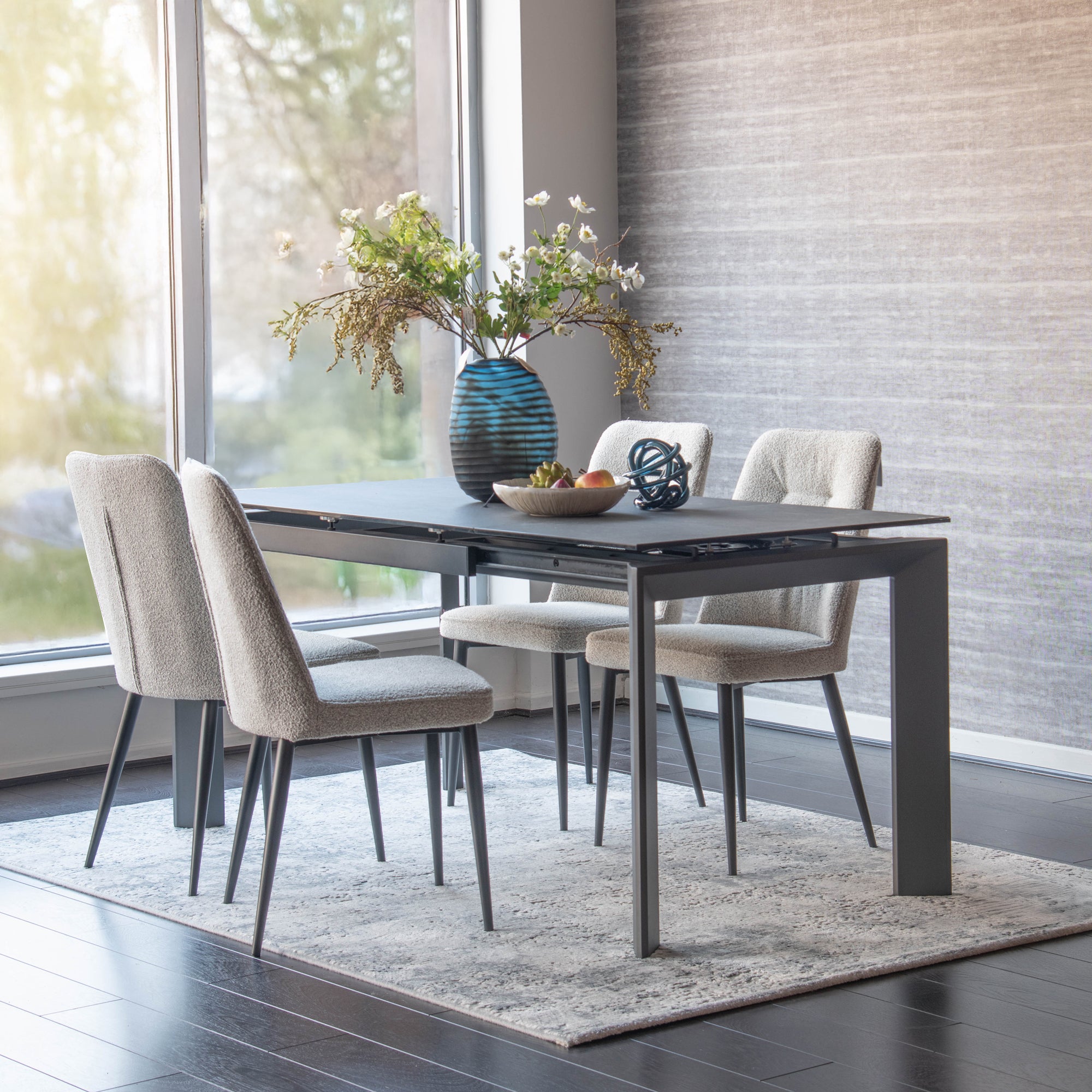 Tarranto - Ceramic Extending Dining Table & 4 Dining Chairs Set