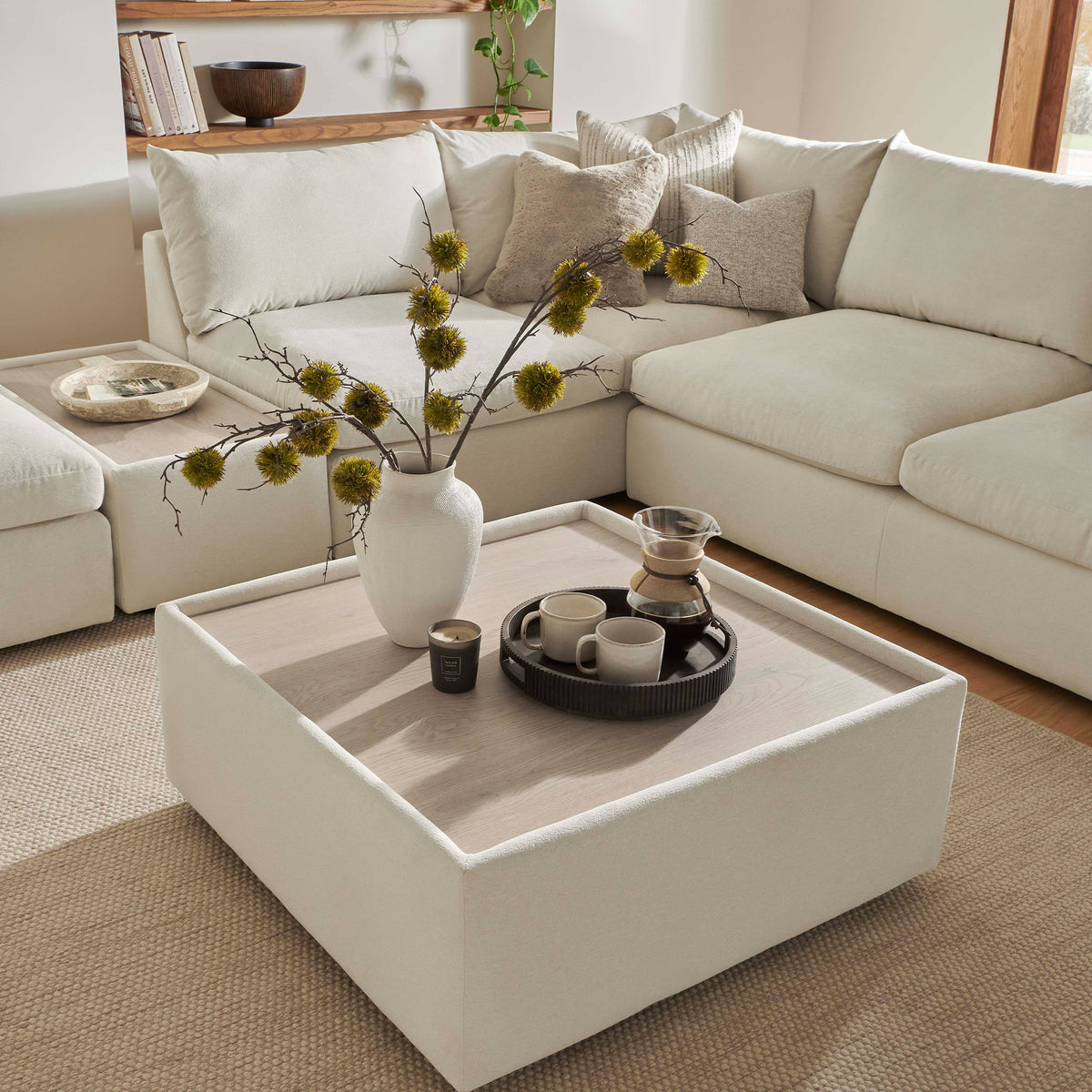 Retreat - Square Wood Top Table, Fabric