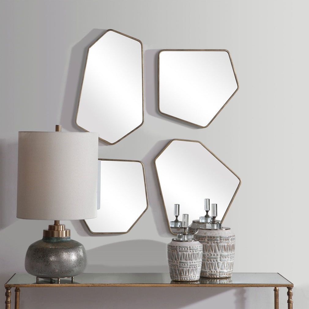 Tessera - Set Of 4 Mirrors, Gold
