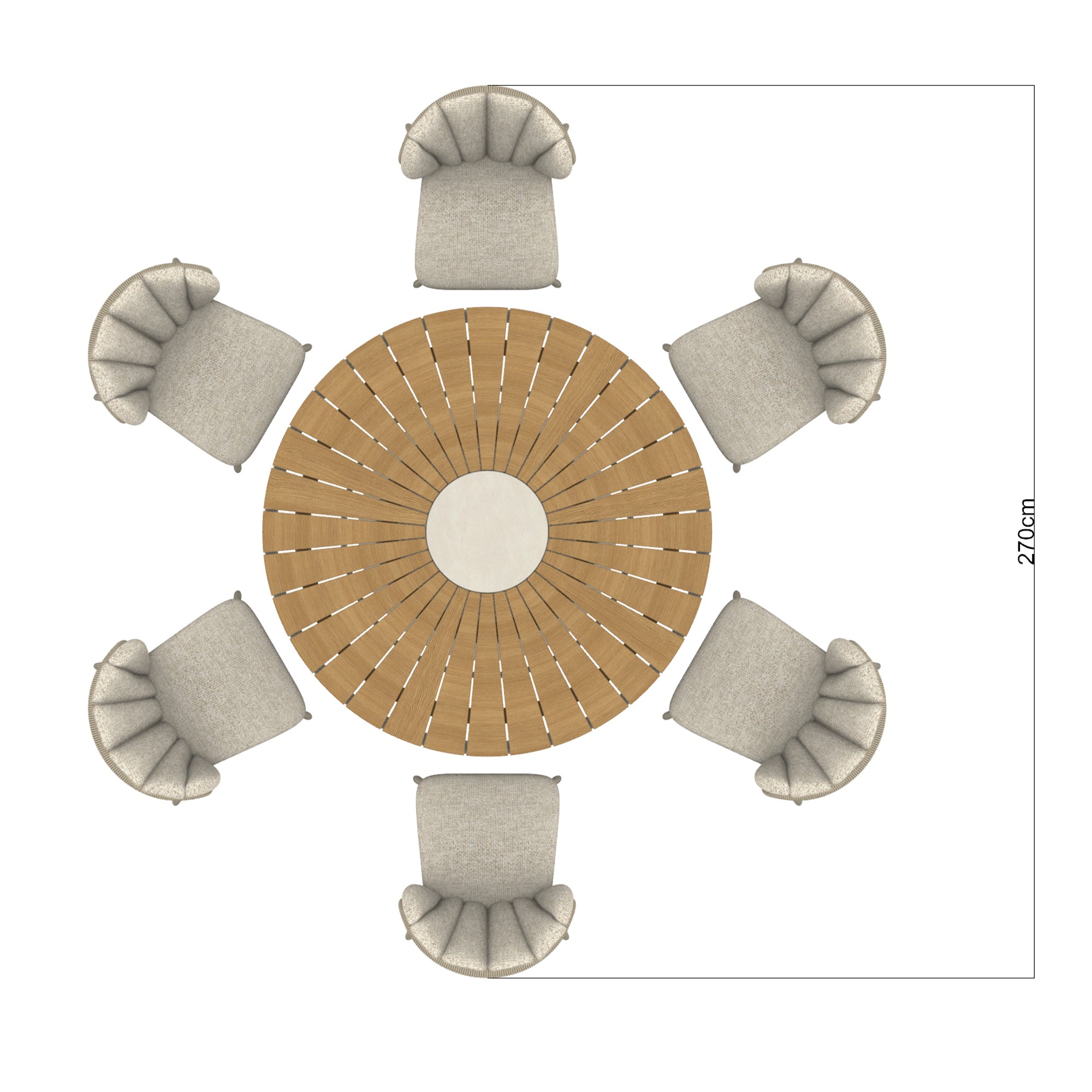 Martinique - 6 Seat Round Garden Dining Table and Chairs Set, Champagne Aluminium & Sintered Stone