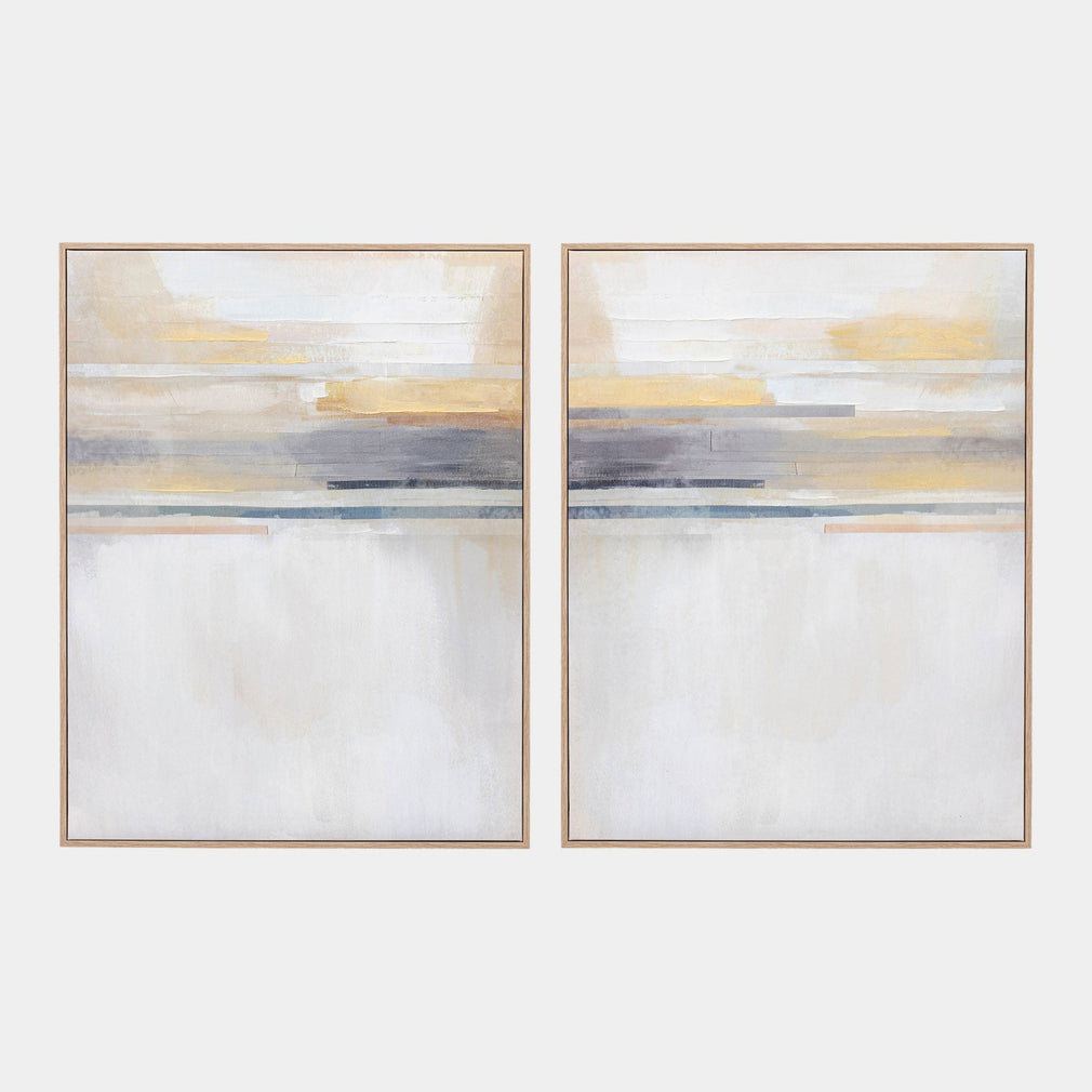 Modern Sunset - Framed Canvas Wall Art, Set of 2