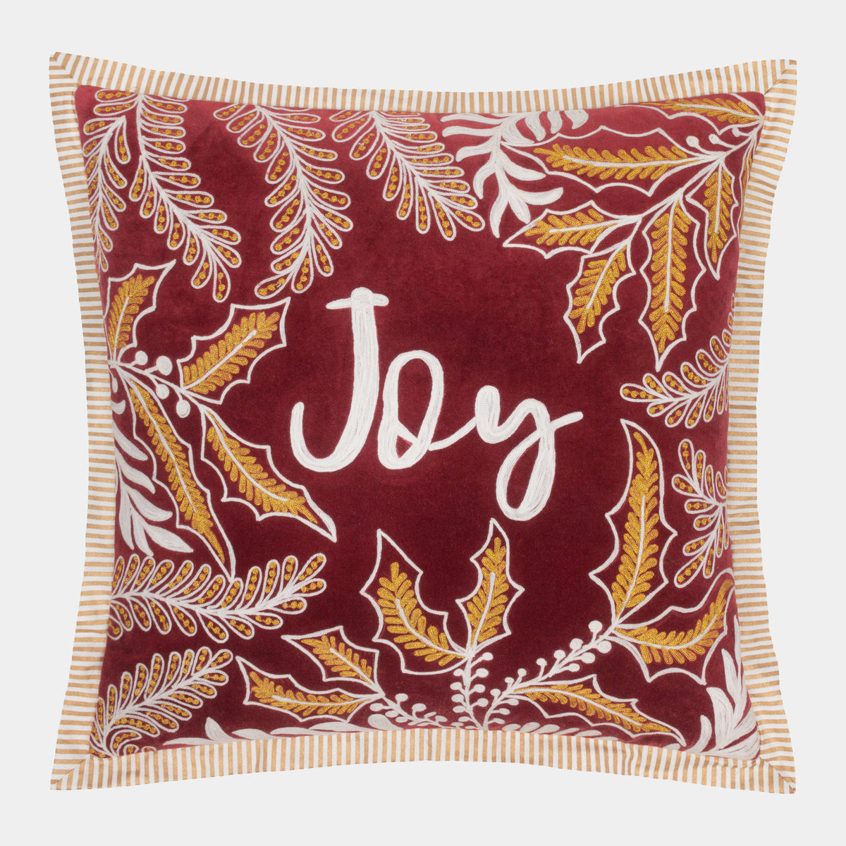 Winter Joy Embroidered - Red Christmas Cushion 50x50cm