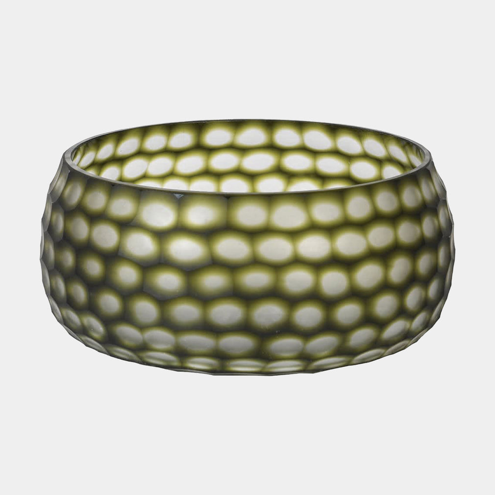 Olive Cut - Decorative Bowl, Green Glass