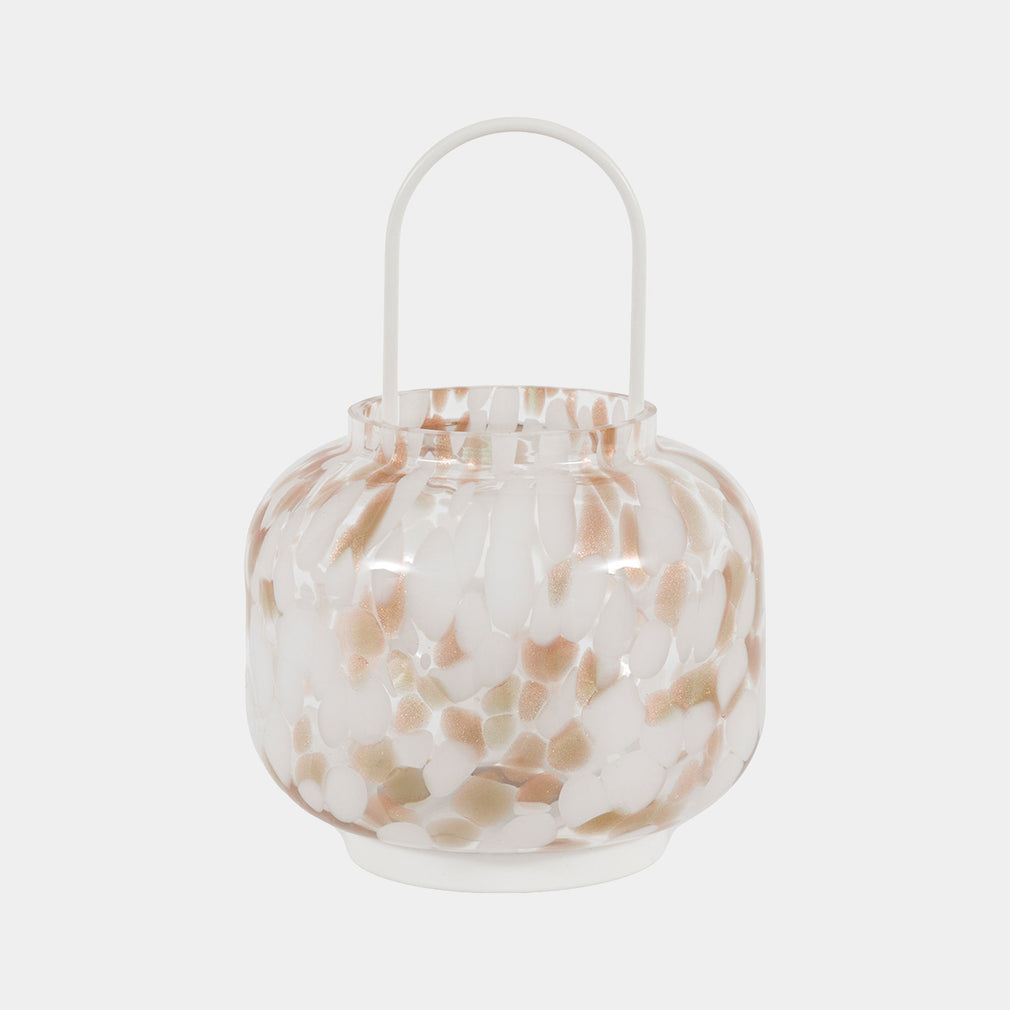 Aurelia - Candle Lantern, White & Gold Confetti, Small