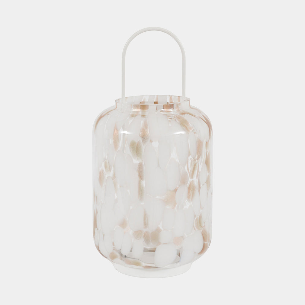 Aurelia - Candle Lantern, White & Gold Confetti, Large