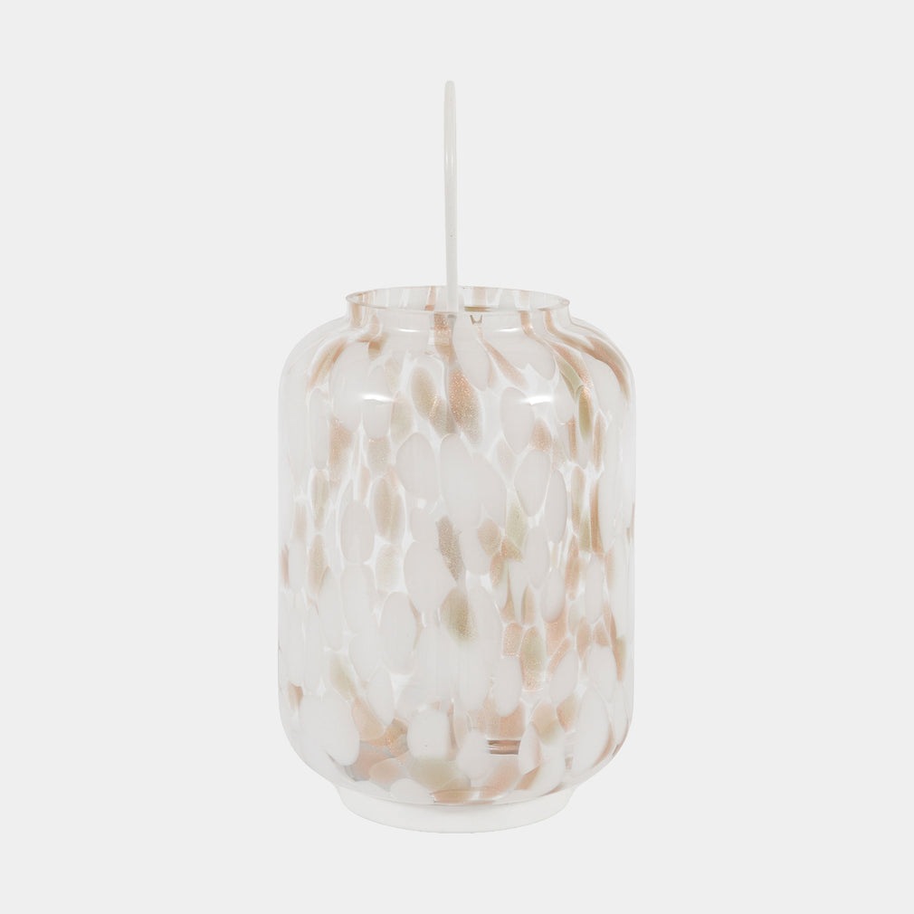 Aurelia - Candle Lantern, White & Gold Confetti, Large