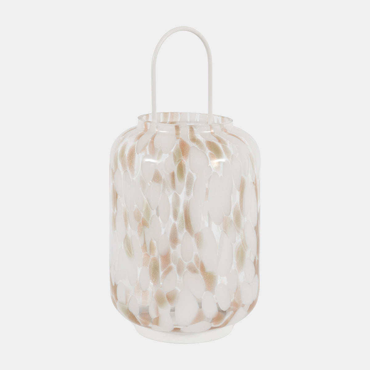 Aurelia - Candle Lantern, White & Gold Confetti, Large