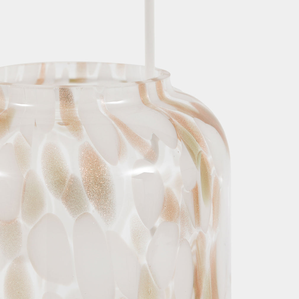 Aurelia - Candle Lantern, White & Gold Confetti, Large