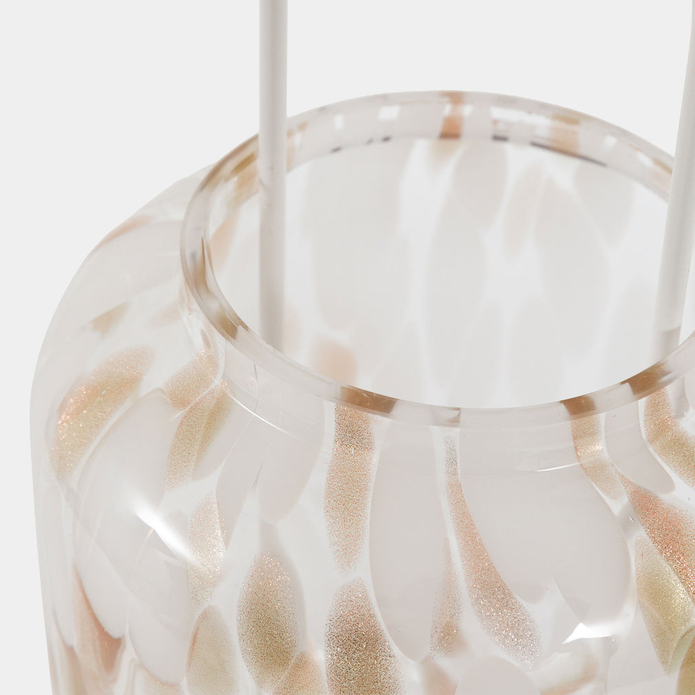 Aurelia - Candle Lantern, White & Gold Confetti, Large