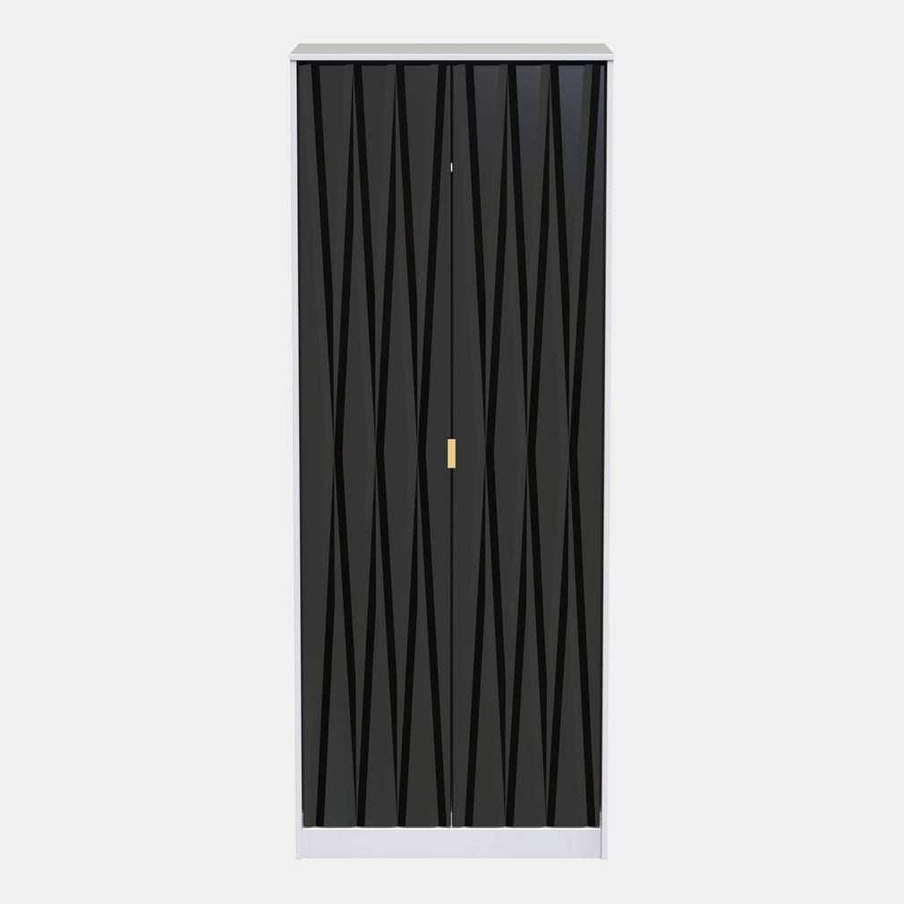 Jewel - 2 Door Wardrobe White Carcase & Black Fronts