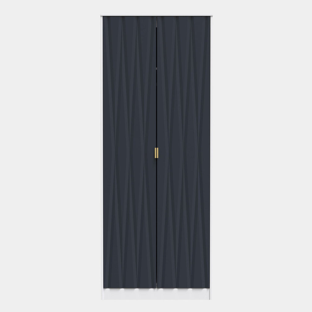 Jewel - 2 Door Wardrobe White Carcase & Indigo Fronts