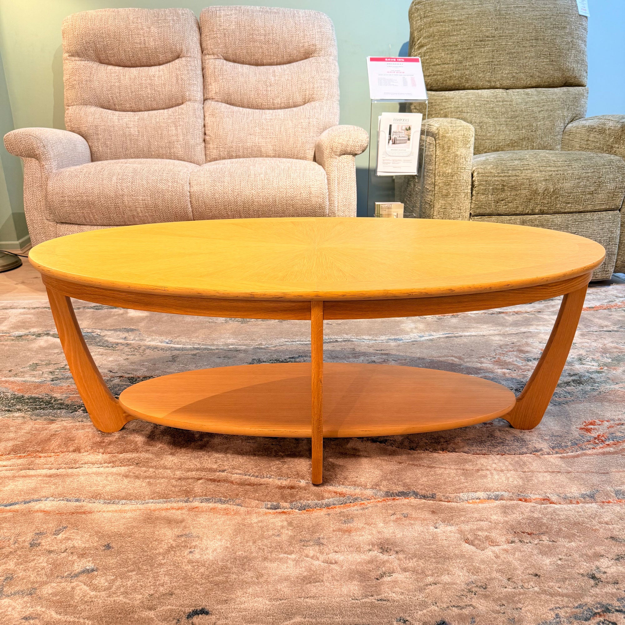 Contour - Oval Coffee Table With Sunburst Top - Item As Pictured