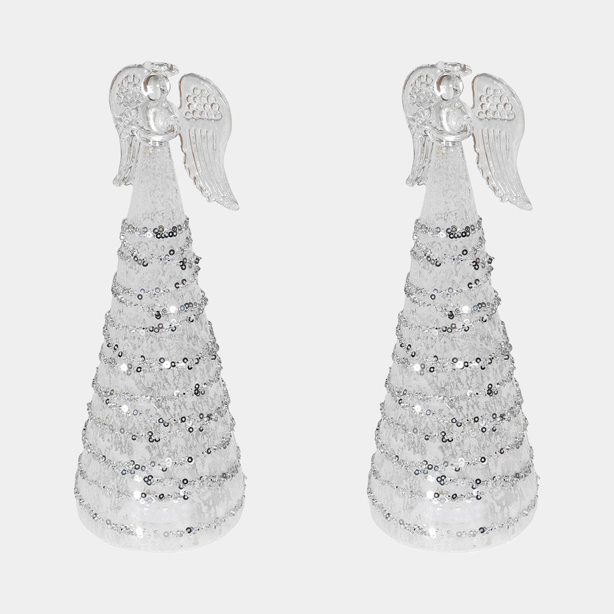 Silver Angel Christmas Ornaments - Set of 2 Festive Decorations