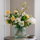 Artificial Yellow Rose Bouquet in Glass Vase - Faux Floral Arrangement