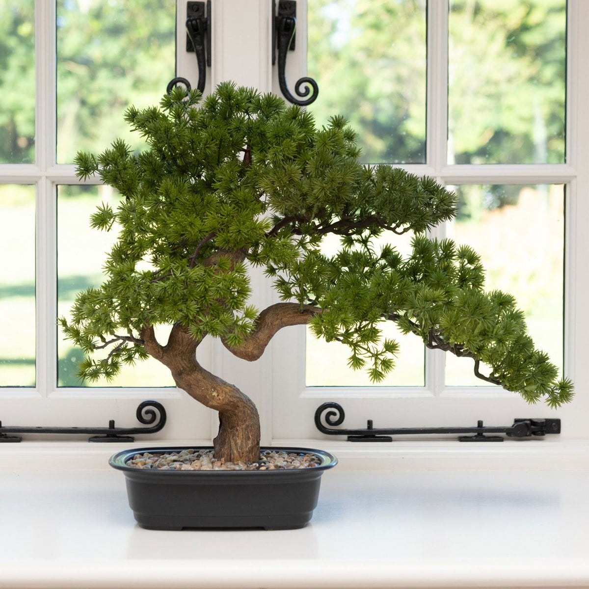 Artificial Potted Plant - Pine Bonsai Tree in Black Pot