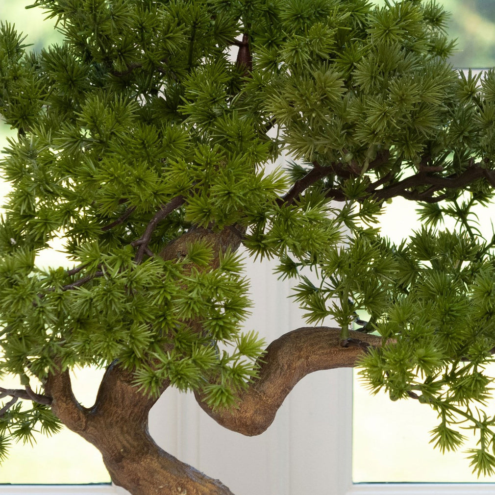 Artificial Potted Plant - Pine Bonsai Tree in Black Pot
