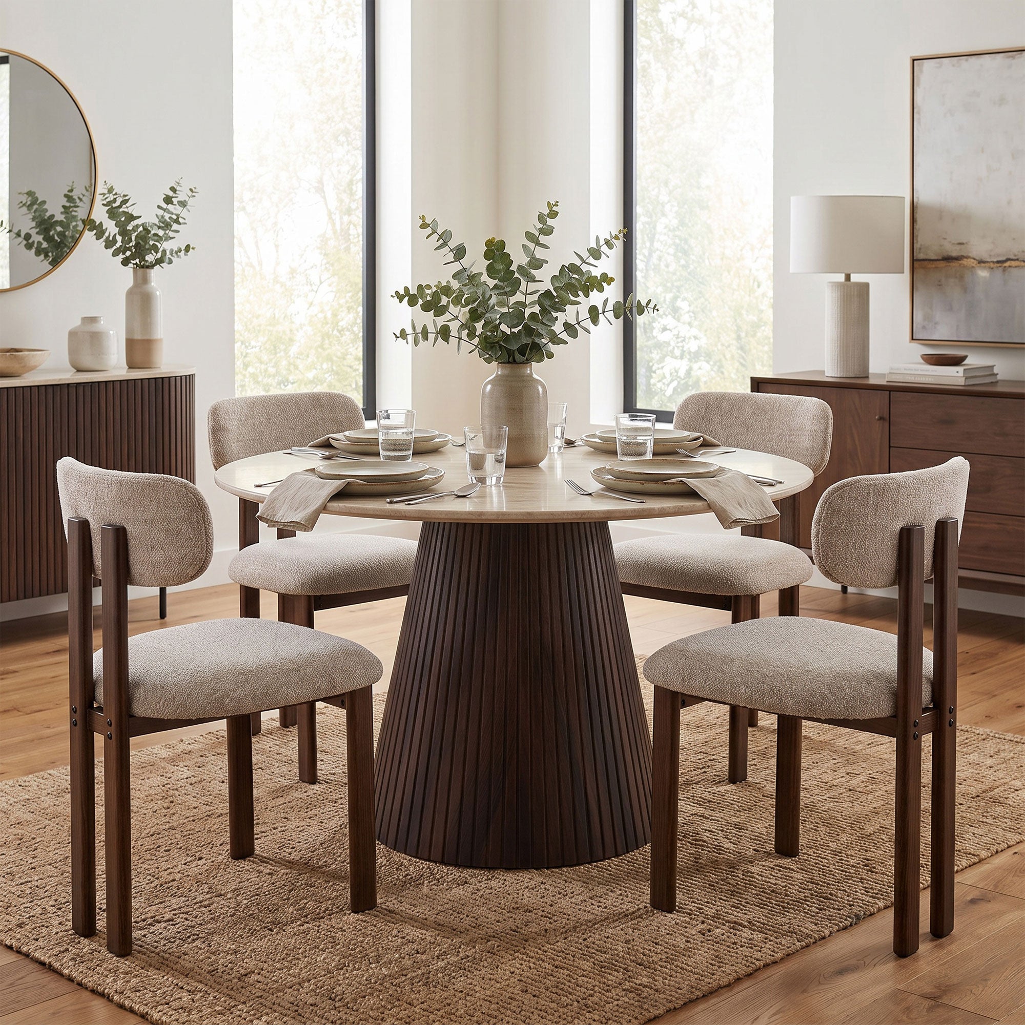 Asmara - Marble Effect Round Dining Table